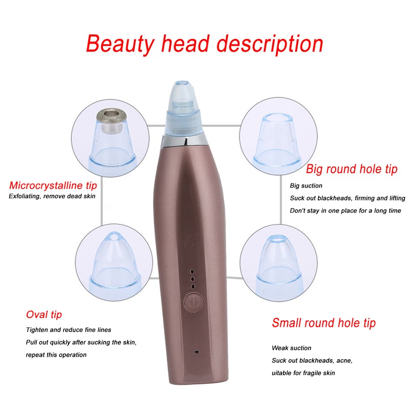 Rechargeable Electric Blackhead Removal Machine Vacuum Suction Face Pore CleanerChampagne