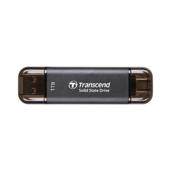 Transcend TS1TESD310C Portable SSD, 1TB High Speed, Up to 1050 MB/s, Ultra Small, Lightweight 0.4 oz (11 g), Supports Both Type-A/Type-C PS4/PS5, Tested to Operate, USB 10Gbps