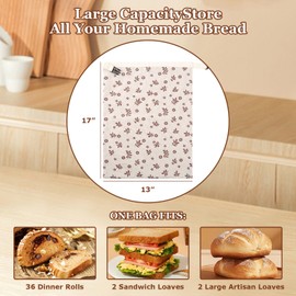 Reusable Beeswax Bread Bags for Sourdough (2 Pack) - XL Linen Beeswax Bread Bag, Food Storage Bags to Keep Fresh, 13x17 Inch