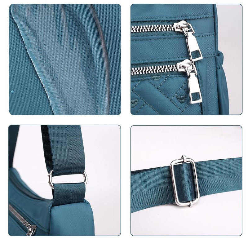 YUESITE Women's Small Shoulder Bag with Multiple Pockets, Dark Blue
