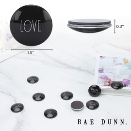 Rae Dunn Decorative Fridge Magnets – 9 Piece Cute Glass Magnets for Refrigerator – Magnets for Office Kitchen Magnets for Locker - Inspirational Magnets for Home and Family (Black)