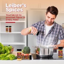 Lieber's Spice Set, Complete New Home Starter Seasoning Kit, 6 Piece Spices Gift Set Featuring Garlic Powder, Onion Powder, Black Pepper, White Pepper, Crushed Red Pepper, Paprika -Kosher, Made in USA
