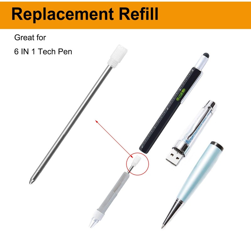 Pack of 10 Replacement D1 Black Ink Refills for Tech