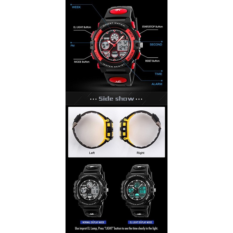 Kids Analog Digital Electronic Sports Watches Multifunctional Military Time Dual