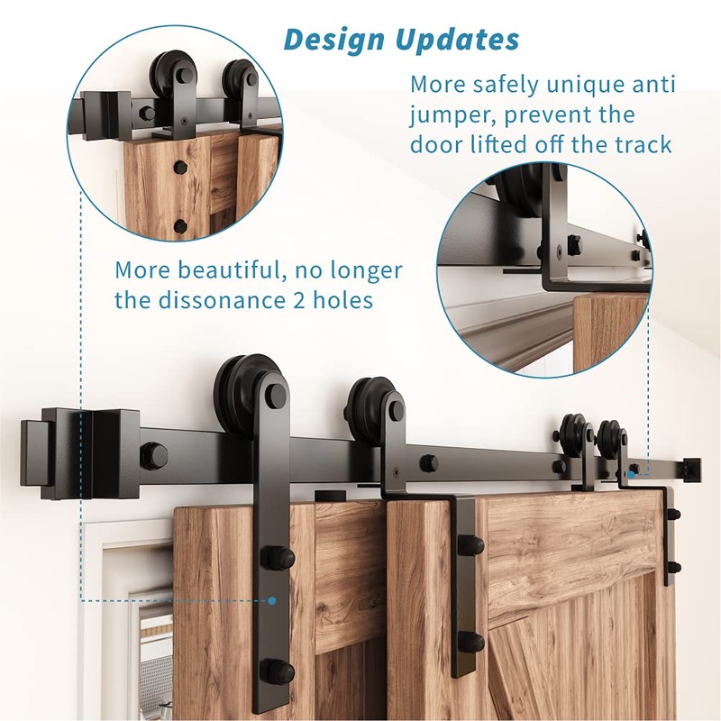ZEKOO 5FT Single Track Bypass Sliding Barn Door Hardware Kit