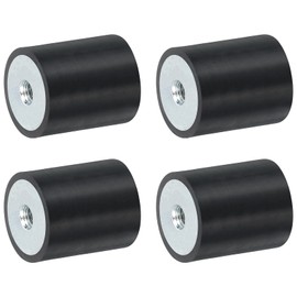 QUARKZMAN Pack of 4 25 x 30 mm M6 Threaded Bushings Made of Rubber, Vibration Insulators, Replaces Anti-Vibration Pads, Flat Silent Block Base Block
