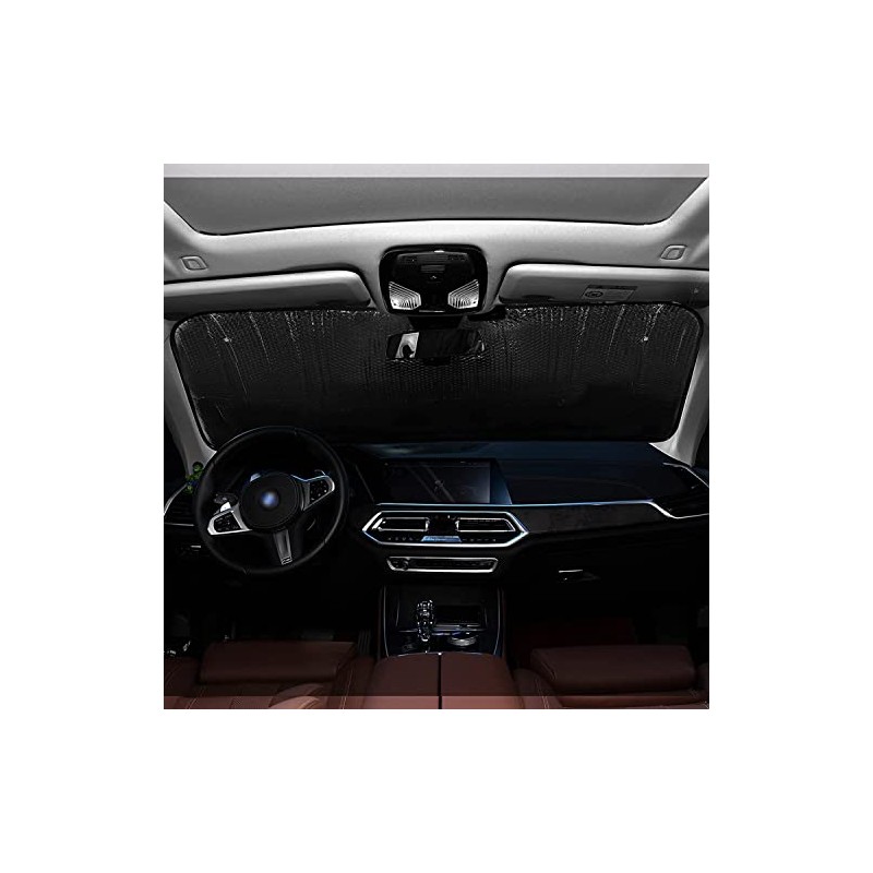Bolaz Parabrisas de coche Negro con patrón, protector solar plegable,