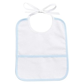 FILET - Waterproof Bib, White Laminated Terry Cloth with Aida Pocket for Embroidery, Protects Against Chafing, Vomiting and Salivation, 100% Made in Italy, Sky Colour