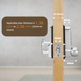 Mechanical keyless Entry Door Lock，Outdoor Keyless Gate Lock Waterproof and Sun Proof，Mechanical Door Lock，Auto Lock, No Electronic(Silvery，Large Cushion)