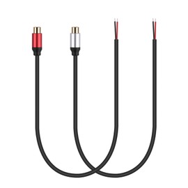 sovunis 2Packs Speaker Wire RCA Audio Both Female Plug Jack Connector Adapter to Bare Wire Open End Pigtail Audio Video Lotus Plug Repair Cable for Amplifier, Receiver, Speakers, etc.