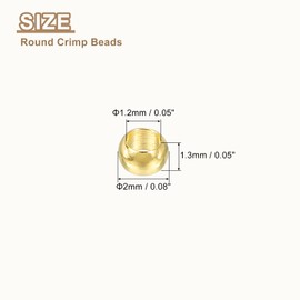 sourcing map 800Pcs Round Crimp Beads, 2mm Metal Spacer Loose Beads Metal Clamp Ends Tiny Stoppers Bead for Bracelet Jewelry Making Craft DIY, Gold