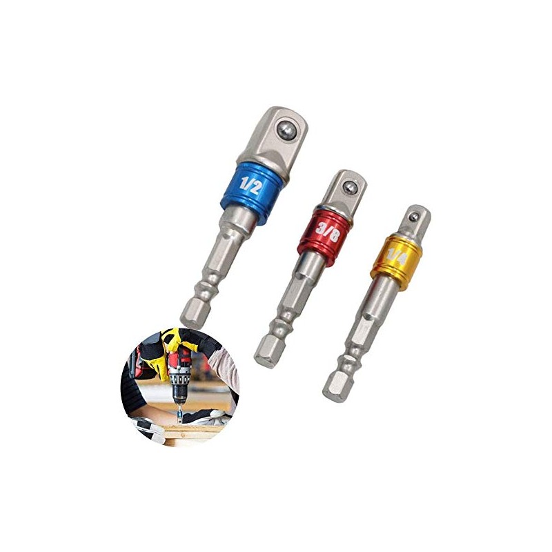 1/4" 3/8" 1/2" 1/2" Hex Shank 3 Piece Bit Set