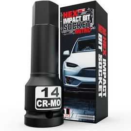 Aiourx 1/2" Drive 14 mm Hex Bit Metric Socket, H14 Allen Bit Socket, Premium Cr-Mo Steel, for Removing Loosening Hexagon Bolts