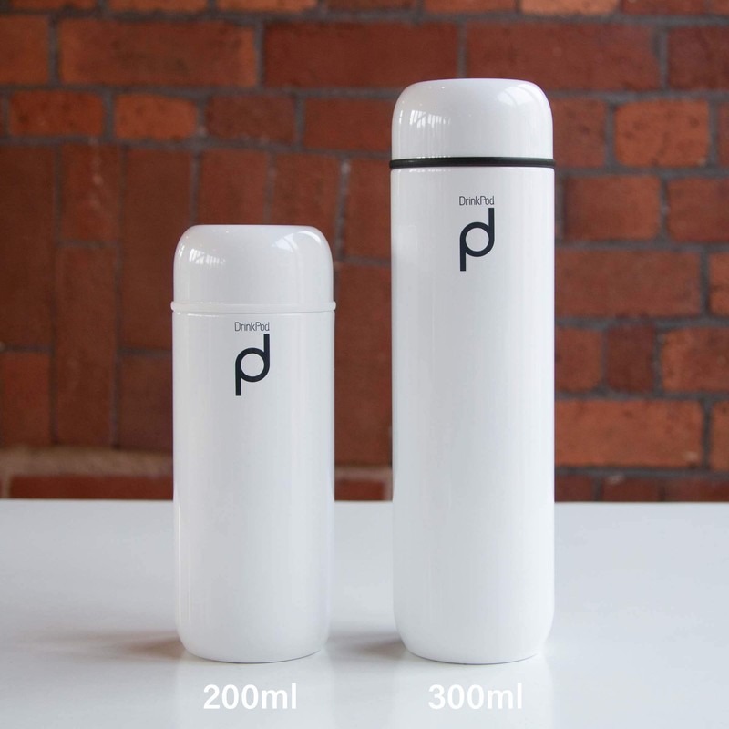 Grunwerg HCF-200W Vacuum Insulated Drinkpod Capsule Flask, Stainless Steel, White,