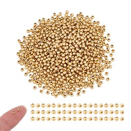 UNICRAFTALE About 1000pcs 18K Gold Plated Spacer Beads Round Spacer Beads Stainless Steel Beads Tiny Loose Beads Smooth Beads Small Bracelet Beads for DIY Necklace Bracelet Jewellery Making 3mm