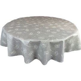Karina Home Megan Wipe Clean Tablecloth Vinyl PVC Round (Round, 138cm, Grey)