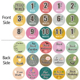 Baby Monthly Cards 15PCS Colorful Double Side Printed Baby Milestone Cards 30 Unique Designs for Newborn Girls and Boys Photo Props (Style1)