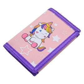 NEICY Trifold Canvas Outdoor Wallet for Kids, Cartoon Sport Wallets with Zippered Pocket, Christmas Gifts for Girls and Women, Unicorn 01, Casual