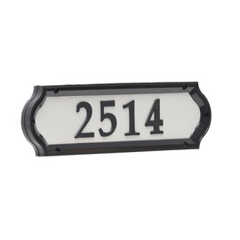 Whitehall Products Nite Bright Address Sign, 16" x 4.5", Black Numbers White Reflective Background