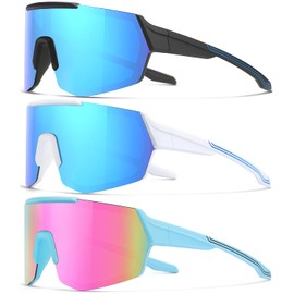 SEKKAF 3Pack Youth Baseball Sunglasses Kids Polarized Sunglasses for Boys Girls Sports Softball UV Protection Goggles