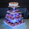 weddingwish Cupcake Stand, 4-Tier Square Acrylic Cupcake Display Stand with