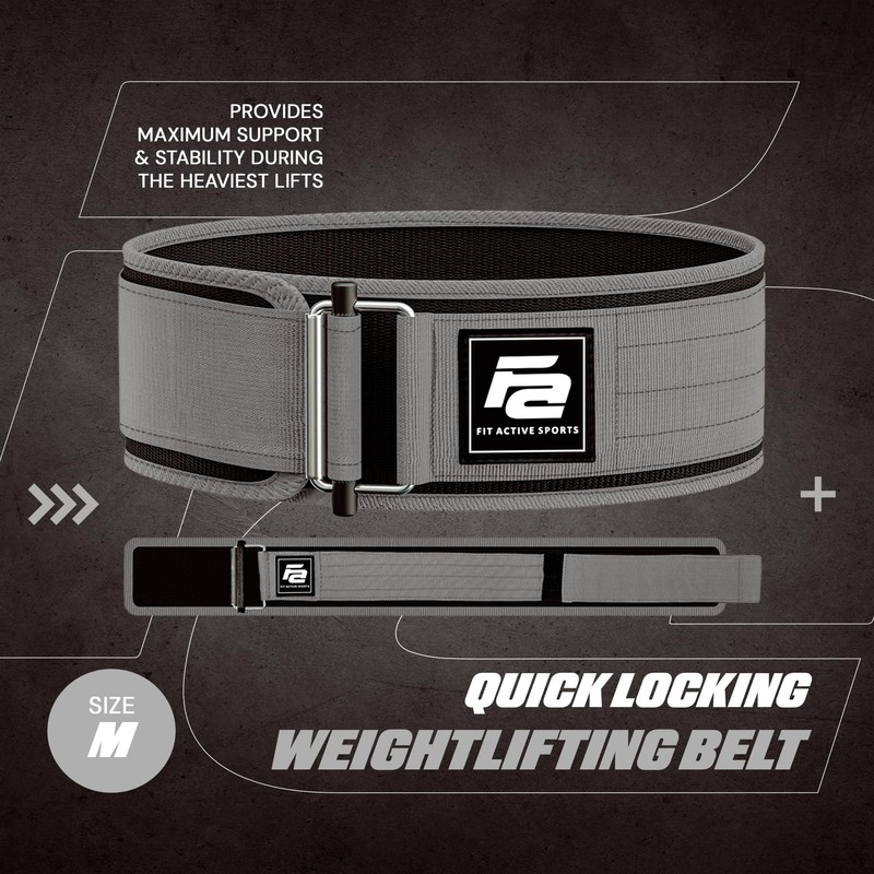 Fit Active Sports Cinturón de levantamiento de pesas con autobloqueo