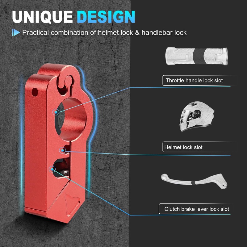 SKYJDM Motorcycle Lock Combo - Helmet and Brake Anti-Theft Grip