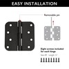 12-Pack Rounded Steel Door Hinges, Oil Rubbed Bronze - 4-inch