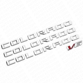 4Pc 2015-2022 Colorado V6 Body Fender Tailgate Side Emblems 3D Badge Logo Truck Nameplate Sticker Letter 85594766 Replacement for Colorado (Chrome)