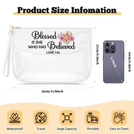 Christian Gift for Women Faith Luke 1:45 Makeup Bag Religious Gift Encouragement Present for Her Sister Daughter Mom Aunt Cosmetic Bag Bible Verse Scripture Christian Present Zipper Travel Pouch