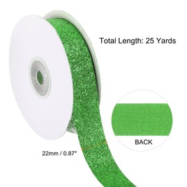 sourcing map Sparkle Ribbon, 25 Yards x 7/8" Green Polyester Metallic Sparkling Ribbon Gift Wrapping Ribbon for Christmas Party Wedding Decor DIY Crafts