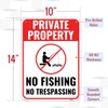 1PC Private Property No Fishing Sign, 14 x 10 Inches