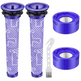 4 Pack Vacuum Filter Replacement Kit Compatible with Dyson V7, V8 Animal and V8 Absolute Cordless Vacuum, 2 Post Filters, 2 Pre Filters, Replaces Part # 965661-01 & 967478-01