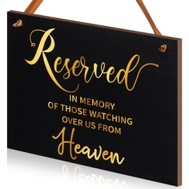 Yousoontic Reserved Signs for Wedding Wood in Loving Memory Wedding Sign in Memory of Parents Celebrating from Heaven Ceremony Seat Banner for Ceremony Restaurant(Golden)