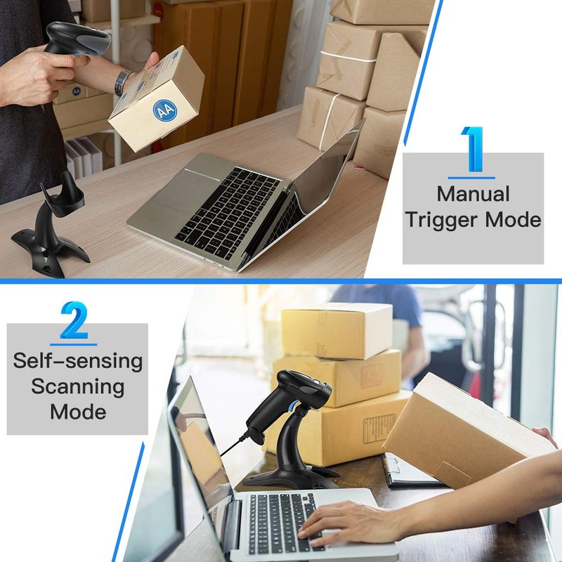 Eyoyo Wired 1D 2D Barcode Scanner with Gooseneck Stand Handsfree/USB