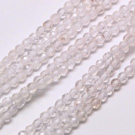 Handicraft Emporium | Natural Bead Strands | Faceted Round | 1 Strand | Quartz Crystal | 3mm