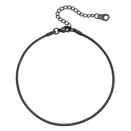 Prosteel Black Pure Anklet for Girl Womens Herringbone Chain Anklets Stainless Steel Ankle Bracelet