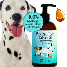 Petals & Tails Wild Alaskan Salmon Oil for Dogs & Cats – 100% Pure Omega-3 Fish Oil Supplement – Supports Skin, Coat, Joints & Heart – No Blends – 12 oz