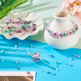 Crafans 200Pcs 4MM Crackle Glass Beads Frosted Glass Spacer Beads 10 Colors Two Tone Round Crackle Chunky Bead Bulk for Crafts Supplies Bracelet Necklace Jewelry Making