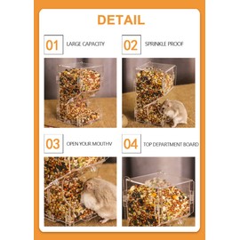 Lucky Interests 2 pcs Hamster Automatic Feeder, Hamster Food Dispenser with Bracket Small Assembled Fixed Animals Food Bowl with 2 Spoon