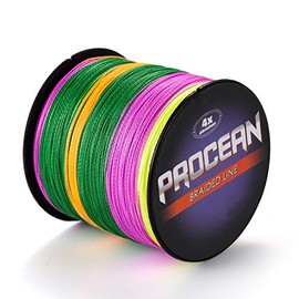 Procean 100% PE 4 & 8 Strands Braided Fishing Line, 6-300 LB Sensitive Braided Lines, Super Performance and Cost-Effective (Multi-Color, 100LB(45Kg) 0.55mm-328Yds)