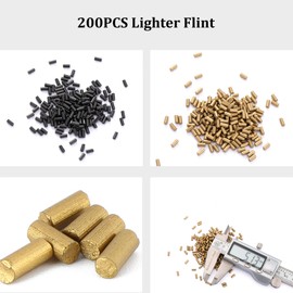 Universal Lighter Replacement Repair Kit Pack for Petrol Gas Fluid Lighter Oil Lighter (200pcs Flint Stone,10pcs Wick,6pcs Cotton,Cotton Felt Pad & 2pcs Rubber Felt Pad,Tweezers)-Black