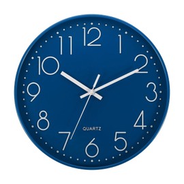 PATIKIL 12 Inch Wall Clock, Battery Operated Silent Non-Ticking Round Wall Clocks for Office Bedroom Decorative, Dark Blue