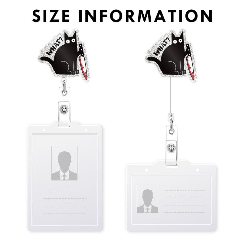 Funny Black Cat Badge Reel, Spooky Black Cat Badge Holder