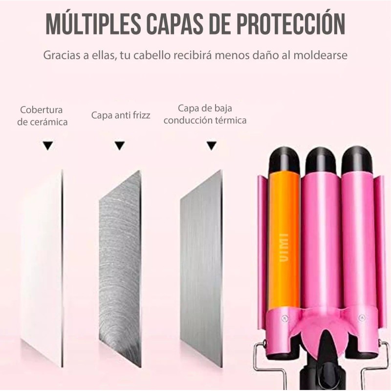 Vimi Rizador De Cabello Triple Tubo Ceramica Peinado Automático