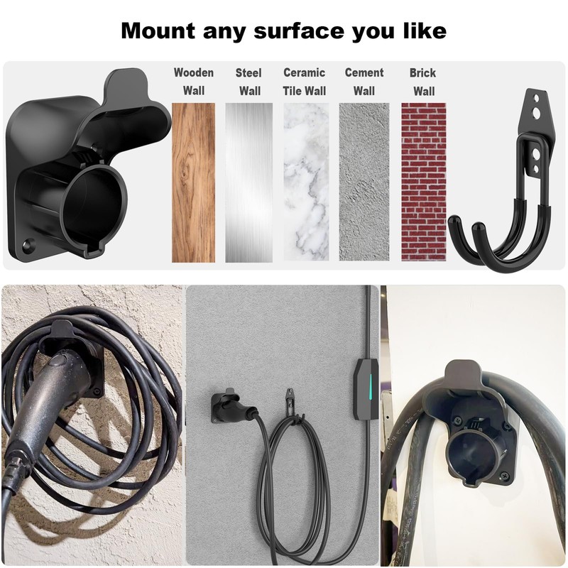 EV Charger Holder Wall Mount J1772 Charging Cable Organizer Heavy