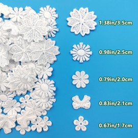 XCSJ 50 Pcs Lace Flowers Appliques White