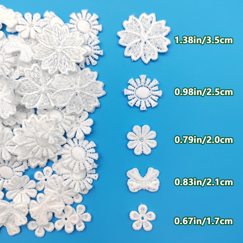 XCSJ 50 Pcs Lace Flowers Appliques White