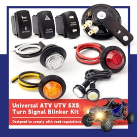 Universal ATV UTV SXS Turn Signal Street Legal Kit with Hazard Horn Reverse Rocker Switch and Light Flasher Relay Fuse Fits for Polaris RZR Ranger XP Turbo Can-Am Golf Kawasaki Arctic Cat Beach Cart