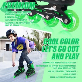 MammyGol Adjustable Inline Skates for Kids, Roller Skates with Featuring All Illuminating Wheels Beginner Skates for Girls and Boys, Youth and Teens